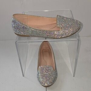 Link Comfort Women Size 4 Gold Rhinestone Sparkle Ballet Flats Slip On Loafers